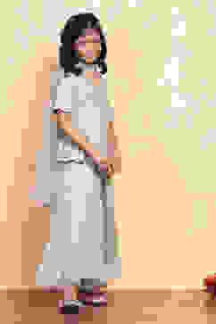 Green Viscose Blend Peplum Suit Set image number 5