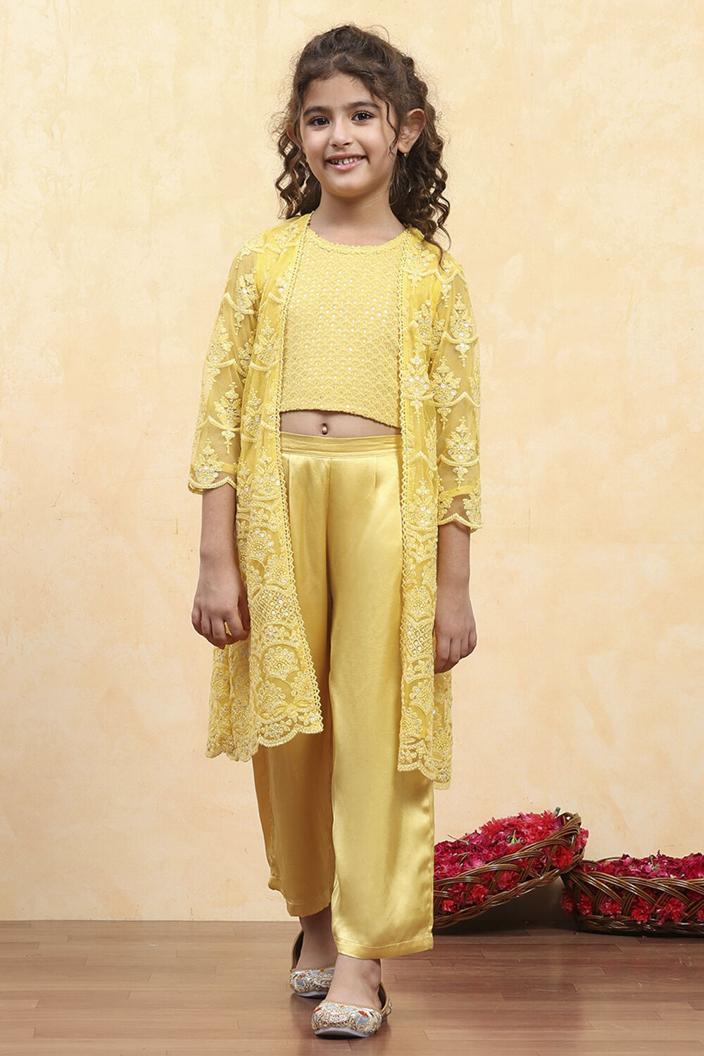 Yellow Viscose Embroidered STRAIGHT 3 Piece Set image number 7