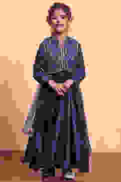 Teal Polyester Blend Anarkali Suit Set image number 6