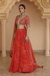 Red Chanderi Digital Printed Lehenga Set image number 3