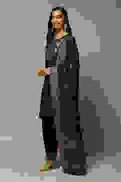 Navy LIVA Straight Kurta Salwar Kurta Salwar Suit Set image number 1