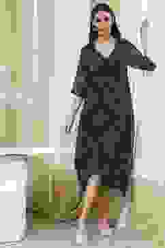 Blue Georgette Printed Asymmetric Dress image number 0