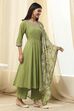 Blue Cotton Foil Printed Anarkali Suit Set image number 7