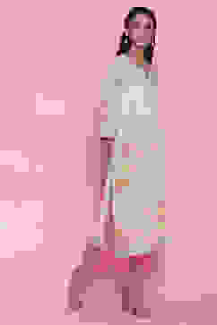 Cream Cotton Straight Kurta image number 2