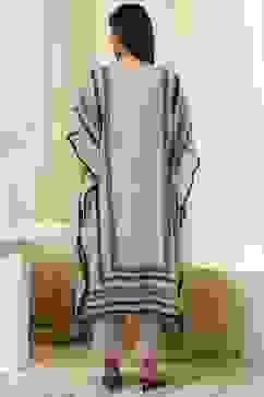 Beige and Black Printed Kaftan-Style Kurta Set image number 3