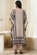 Beige and Black Printed Kaftan-Style Kurta Set image number 3