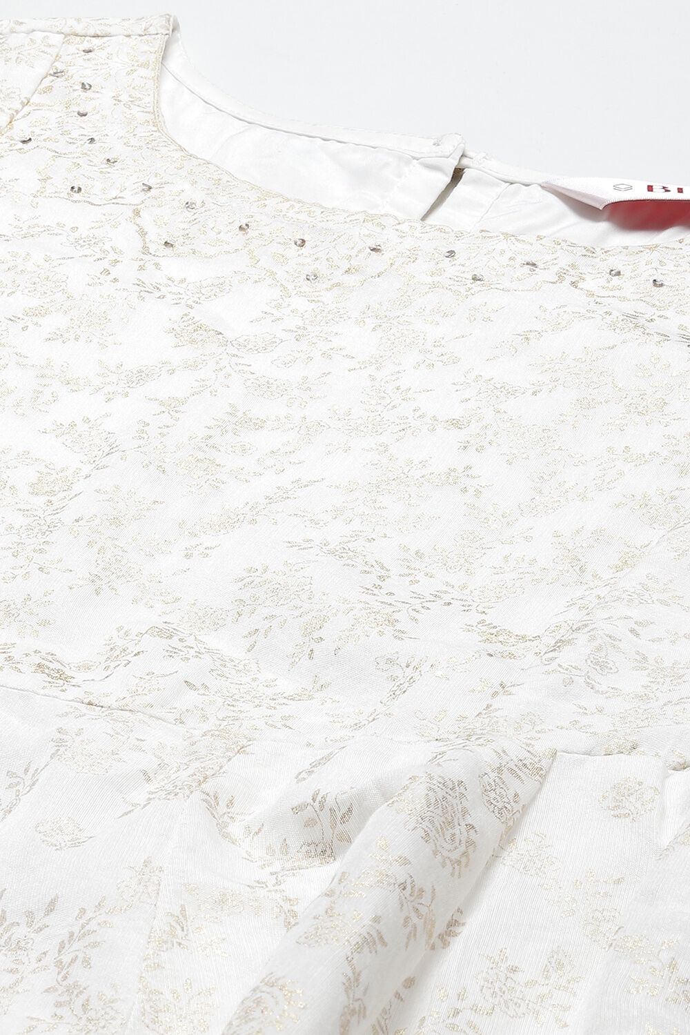 Off White Art Silk Anarkali Printed Dress image number 1