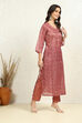 Maroon Cotton Printed Unstitched Suit Set image number 6
