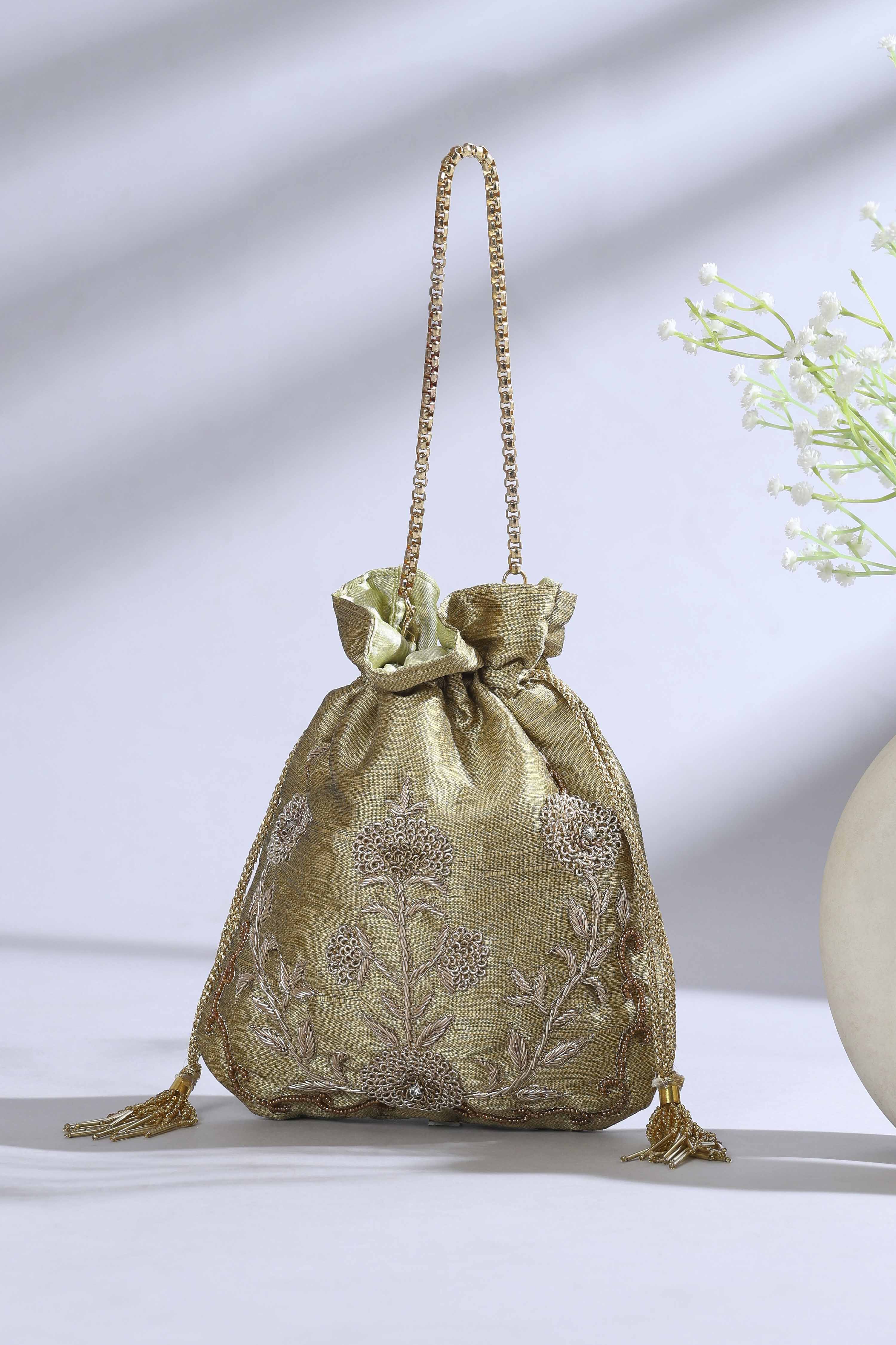 Dark Gold Fabric Potli Bag image number 0
