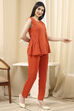 Orange Solid Straight Co-ord Set image number 4