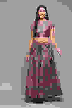 Coffee Brown Poly Dupion Printed 2 Piece Set image number 5