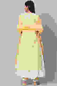 Yellow Cotton Double Layered Kurta Palazzo Suit Set image number 4