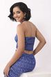 Royal Blue Cotton Abstrast Smocked Back Crop Top image number 2