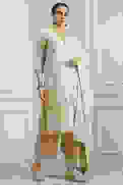 Natural White Chanderi Embroidered Straight Suit Set image number 5