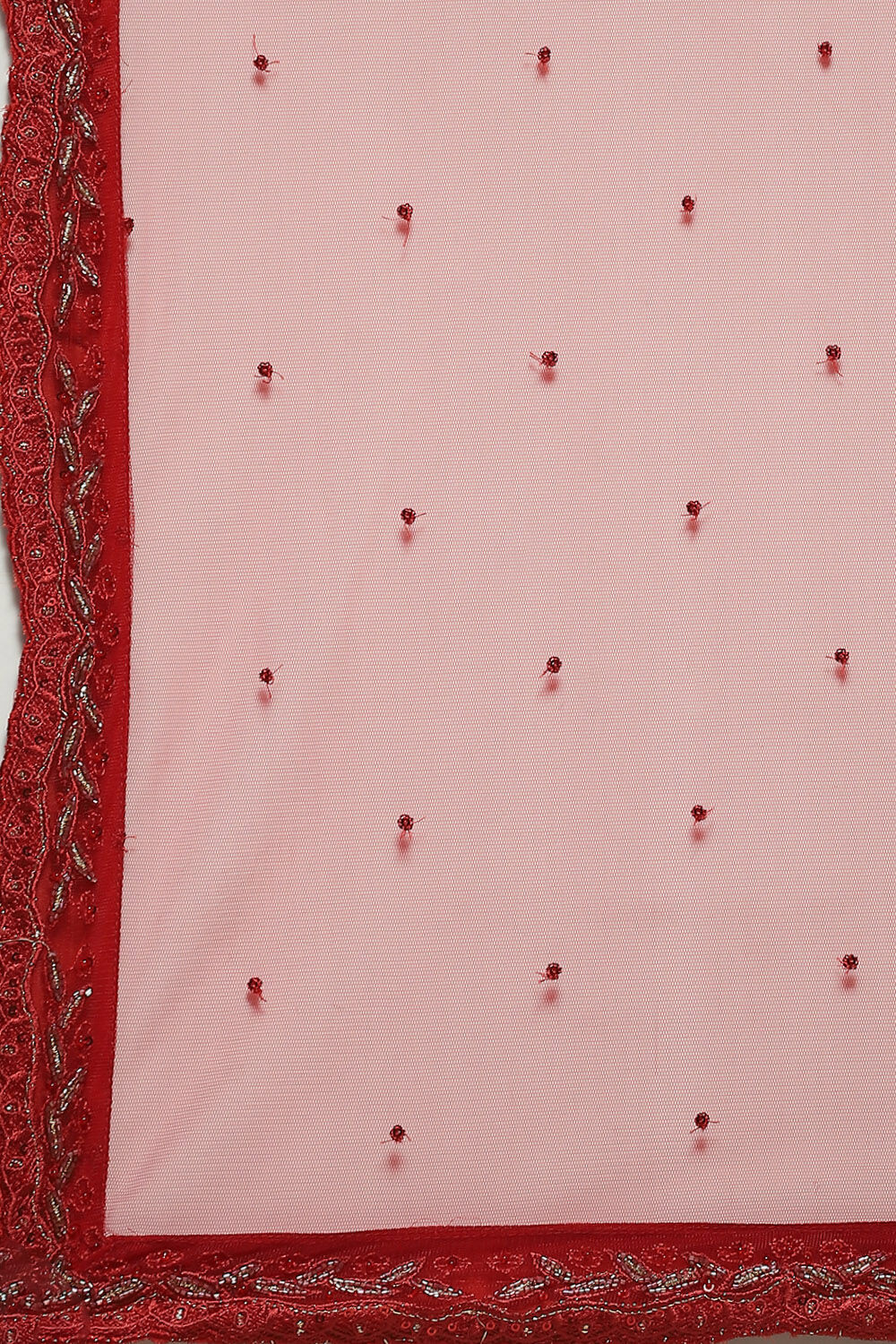 Red Nylon Embroidered Lehenga Set image number 3