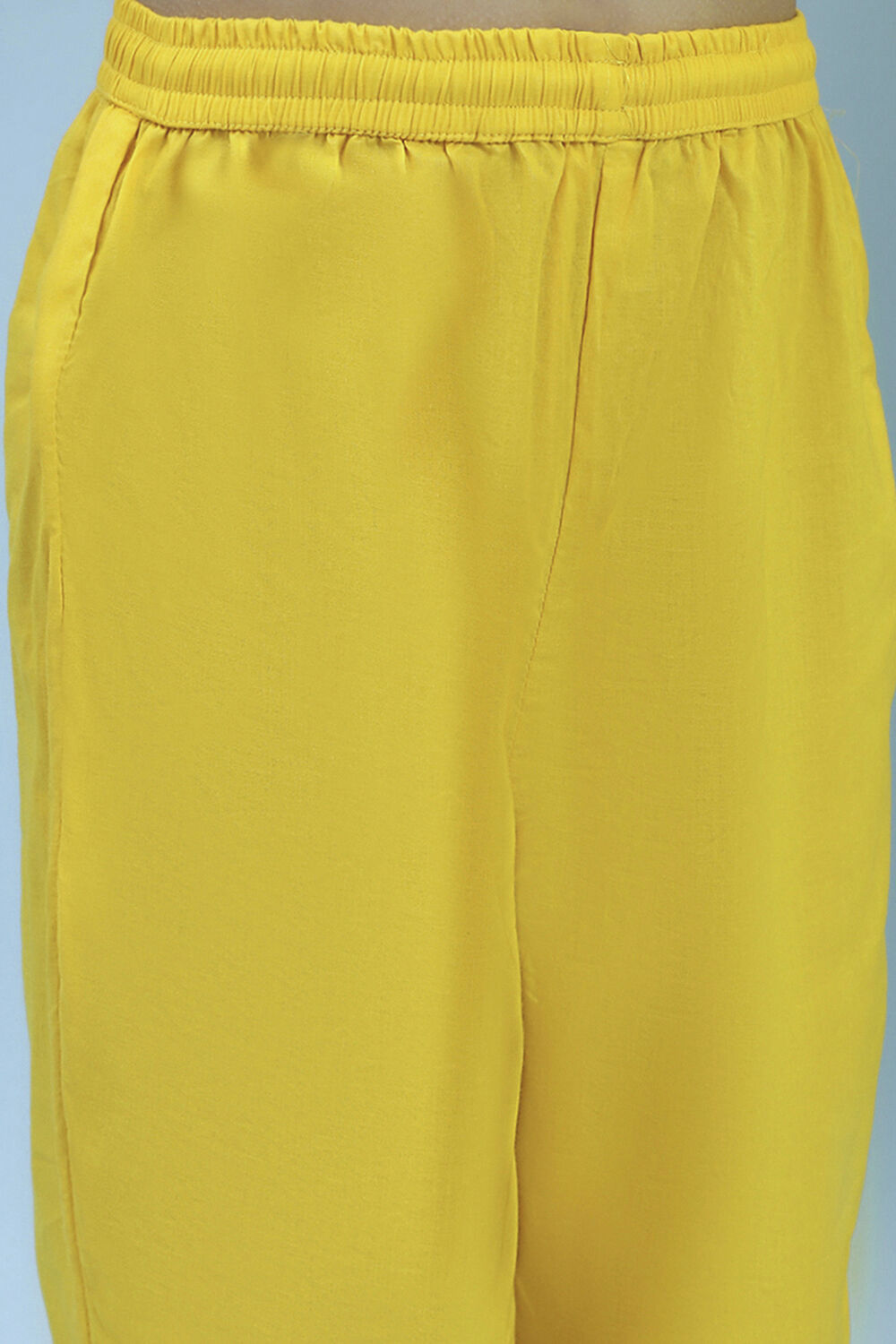 Yellow Cotton Printed Tiered Suit Set image number 2