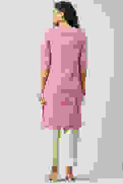 Pink Art Silk Straight Kurta image number 4