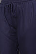 Blue Silk Straight Embroidered Suit Set image number 4