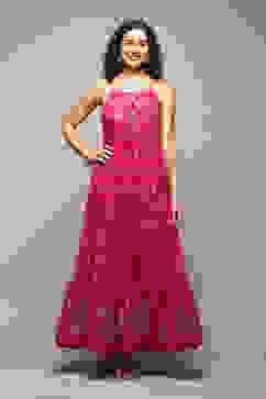 Fuchsia Polyester Tiered Dress image number 5