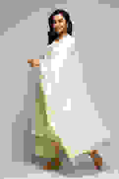 Off White Cotton Straight Printed Kurta Capri Suit Set image number 5