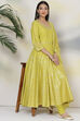 Lime Green Cotton Anarkali Kurta Churidar Suit Set