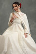 Cream-Toned Silk Chanderi Floral Anarkali Suit Set image number 6