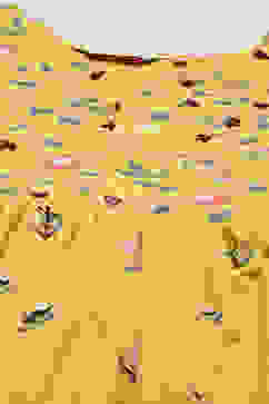 Yellow Cotton Gathered Kurta Palazzo Suit Set image number 1