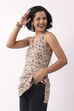 Beige Cotton All-Over Floral Tie-Up Back Kurti image number 2