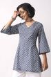 Indigo Cotton Ethnic Motif Print Lace-Up Kurti image number 2