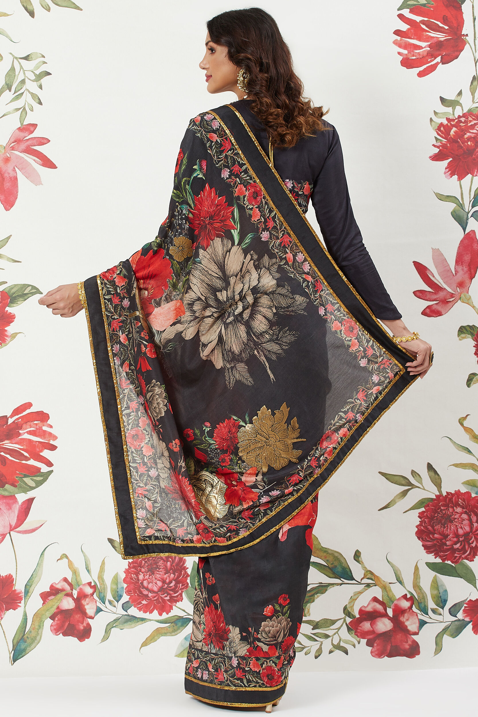 Rohit Bal Off White Cotton Silk Printed Saree image number 6