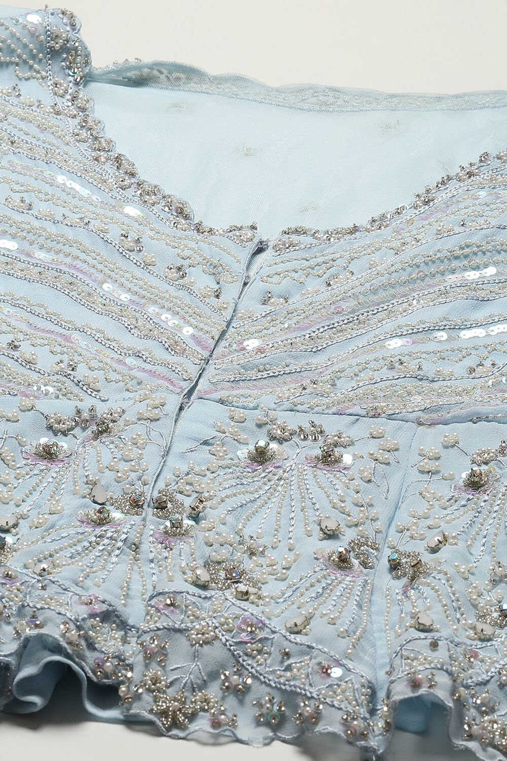 Powder Blue Viscose Short Kurta Skirt Suit Set image number 1