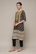 Green LIVA Straight Printed Kurta image number 2