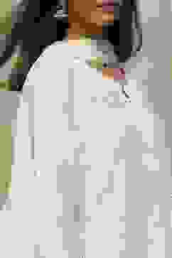 Off-White Modal Chikankari Straight Suit Set image number 7