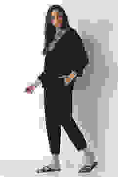 Black Cotton Slim Pants image number 0