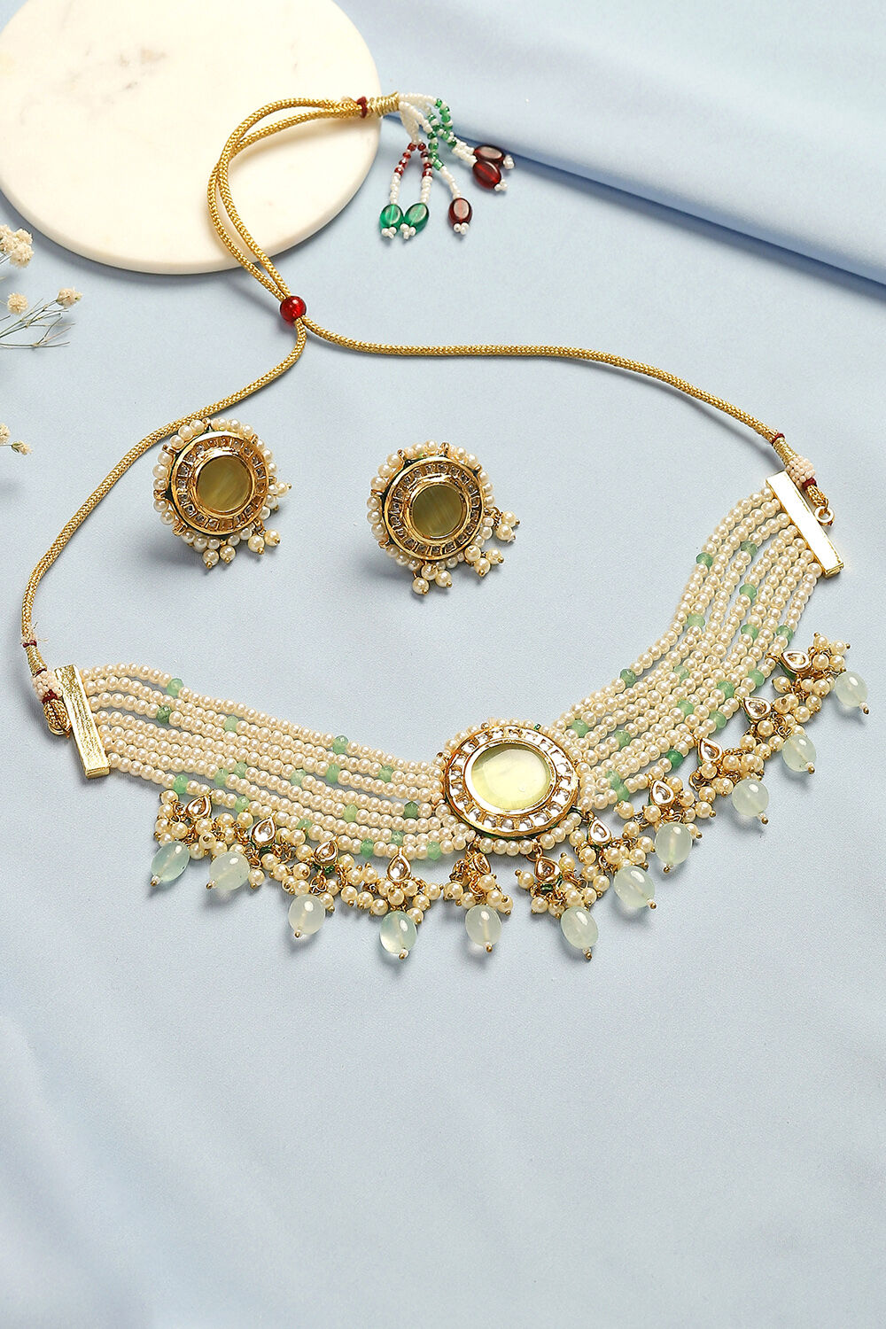 Mint Green Alloy Necklace Set image number 0