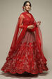 Red Nylon Embroidered Lehenga Set image number 0