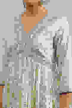 Off-White Cotton Foil Printed Anarkali Suit Set image number 1