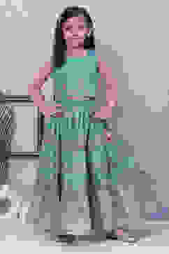 Green Art Silk Flared Lehenga image number 6