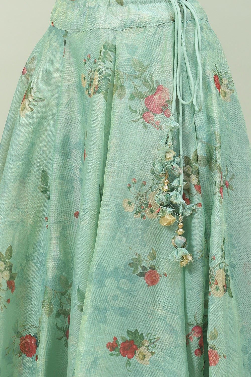 Sea Green Cotton Blend Lehenga Set image number 2