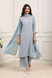 Pale Yellow Cotton Blend Straight Kurta Palazzo Suit Set image number 6