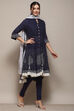 Turquoise Cotton Anarkali Solid Kurta Churidar Suit Set image number 6
