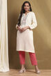 Cream-Colored Acrylic Winter wear Straight Kurta image number 5