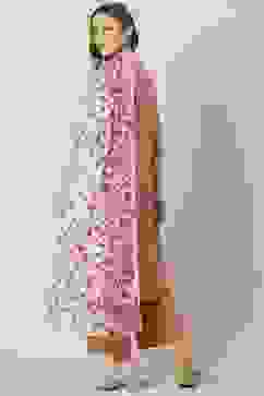 Peach Solid Cotton Kalidar Kurta Palazzo Suit Set image number 4