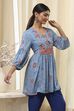 Dull Blue Printed Short Kurta image number 0