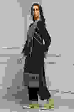 Dark Green Velvet Straight Winter Kurta Set image number 3