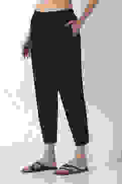 Black Cotton Slim Pants image number 2