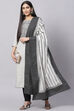 White Cotton Handloom Unstitched Suit Set image number 7