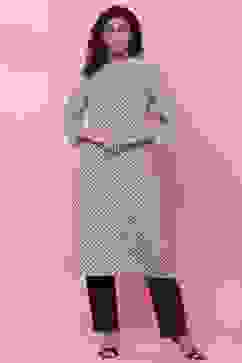 Black & White Rayon A-Line Printed Kurta image number 0