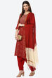 Red Cotton Unstitched Suit Set image number 7