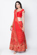 Red Art Silk Lehenga Set image number 4
